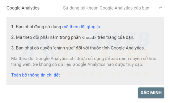 Xác minh GWT qua Google Analytics