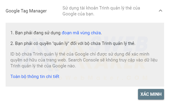 Xác minh GWT qua Google Tag Manager