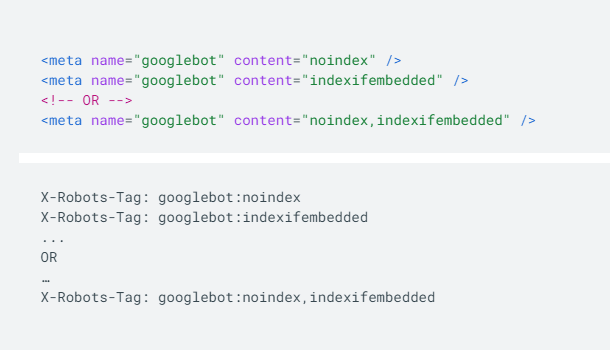 indexifembedded Thẻ robots Mới